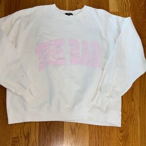 The Bar White Sweatshirt with Pink Lettering